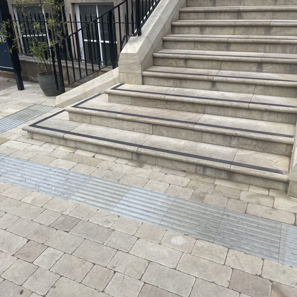 Hi-Vis Step Treads and Hazard Warning Paving.